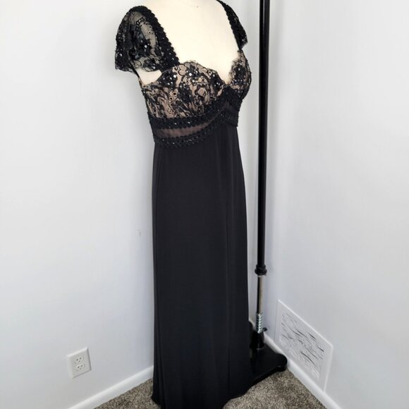 Marina Y2K Lace Beaded Formal Maxi Evening Gown Size 4  Dark Fairy Whimsigoth - Picture 5 of 14